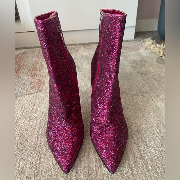 Marc Fisher Stolla Pink Glitter Stiletto Booties - Picture 7 of 8